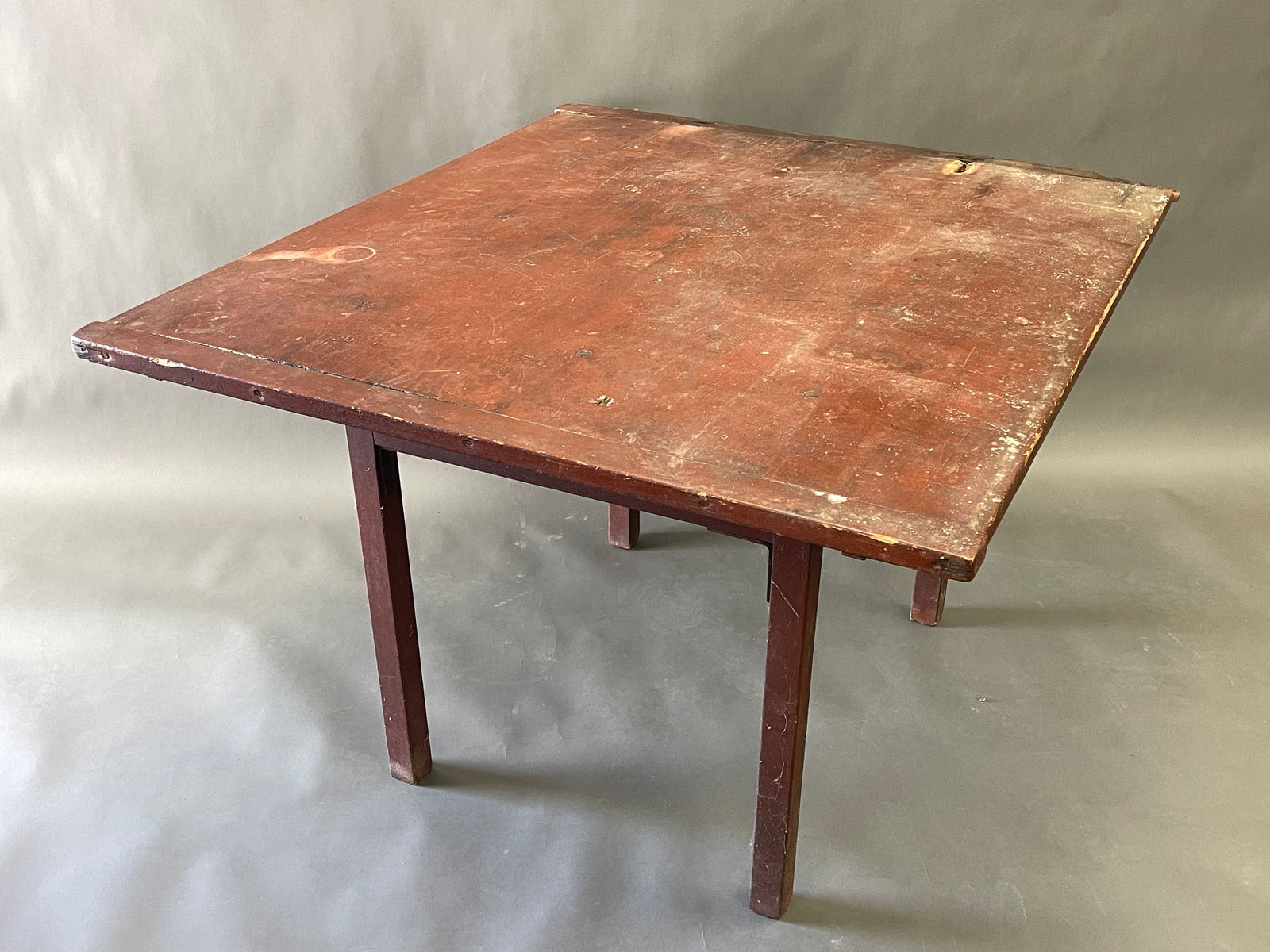 EARLY RED PAINTED TAVERN TABLE - 2