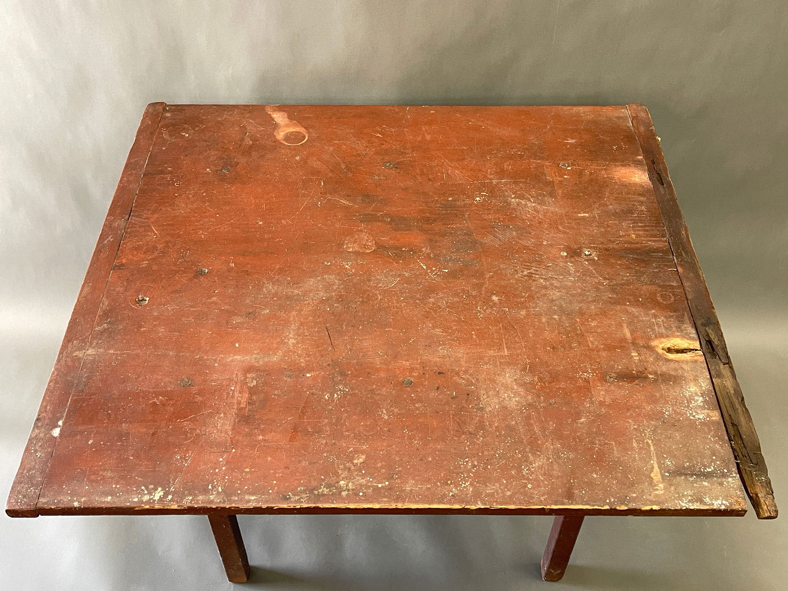 EARLY RED PAINTED TAVERN TABLE - 4