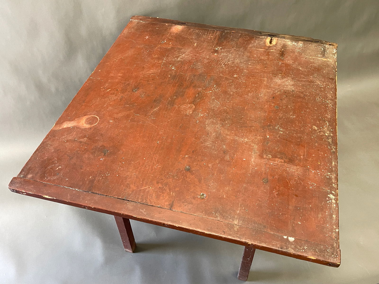 EARLY RED PAINTED TAVERN TABLE - 5