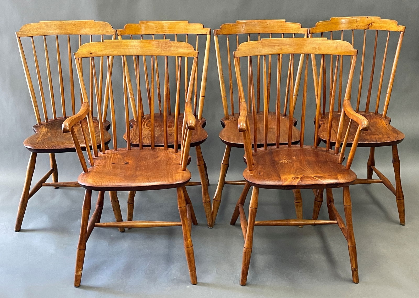 ORIGINAL SET OF SIX STEP DOWN WINDSOR CHAIRS (1 of 6)