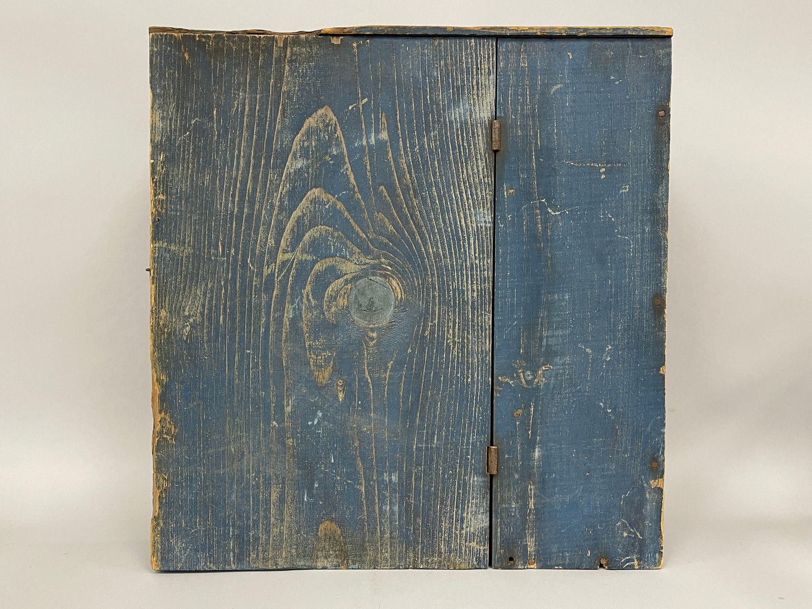 19TH C BLUE HANGING WALL CUPBOARD (1 of 7)