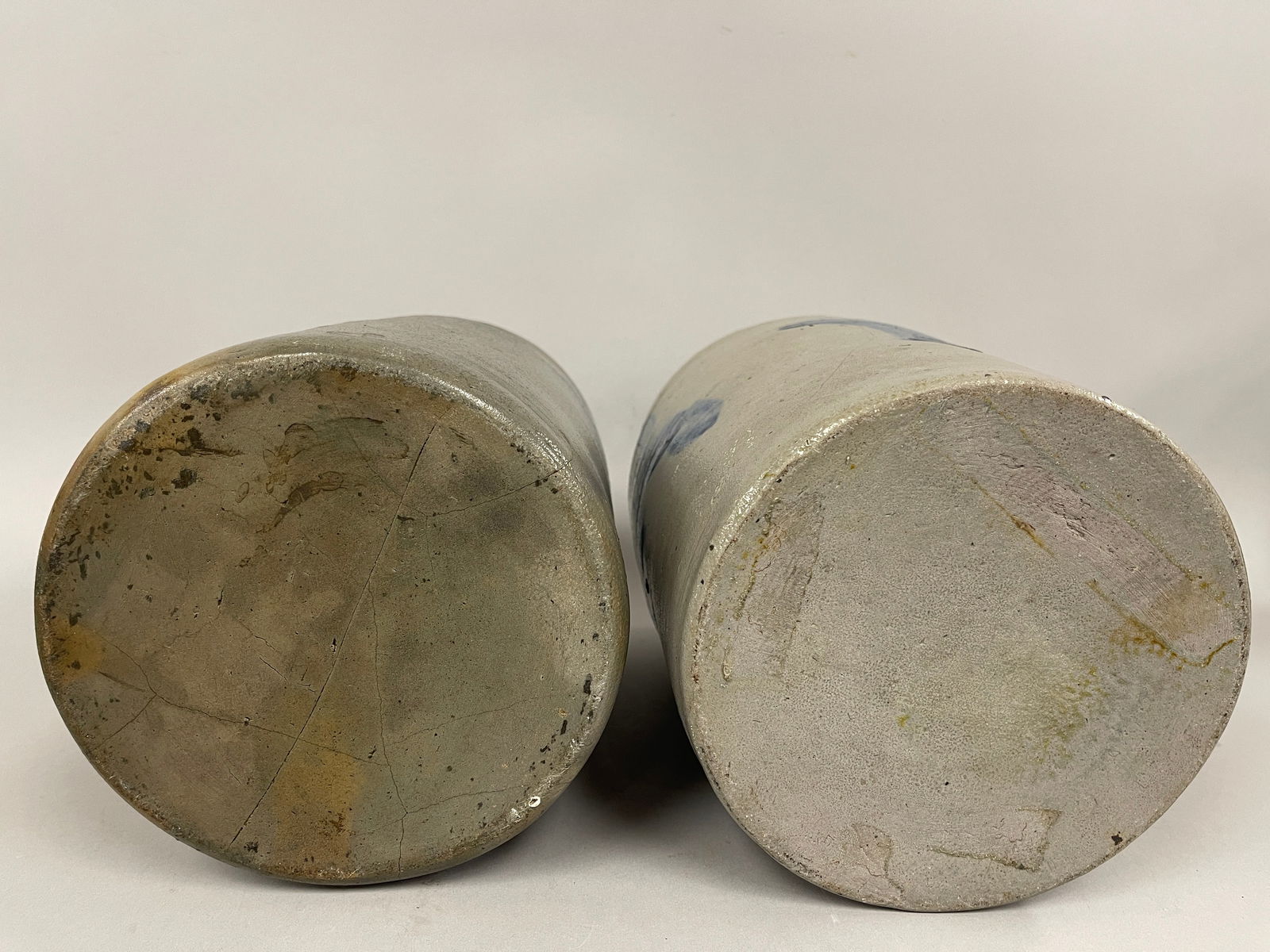 TWO BLUE DECORATIVE CROCKS - 6