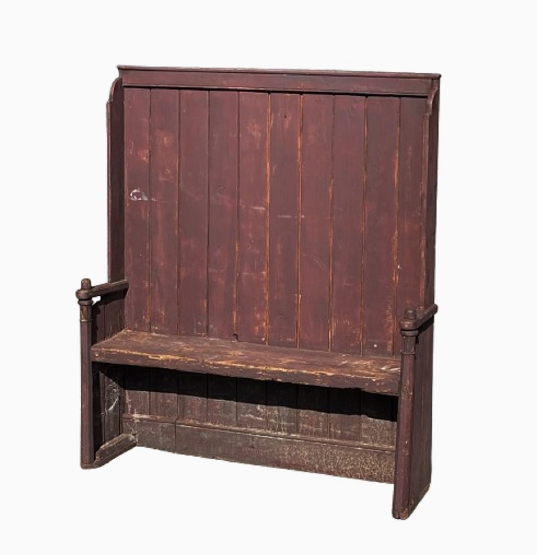 RED PAINTED SETTLE BENCH - 2