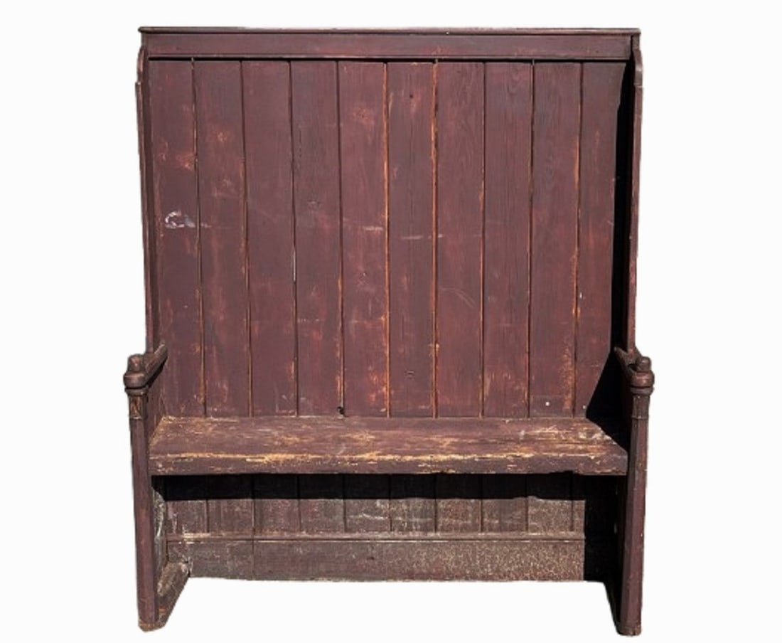 RED PAINTED SETTLE BENCH - 3