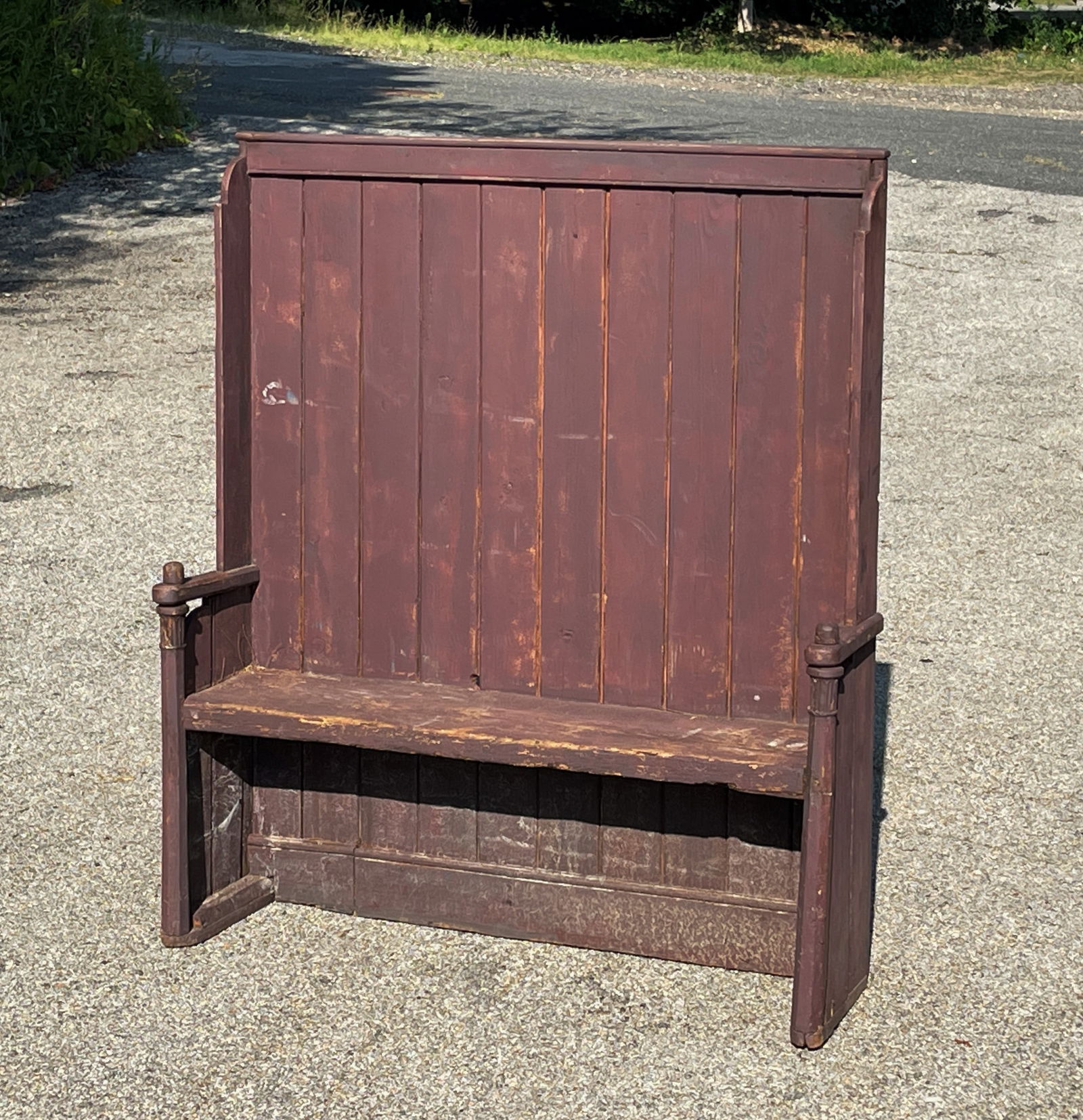 RED PAINTED SETTLE BENCH - 4