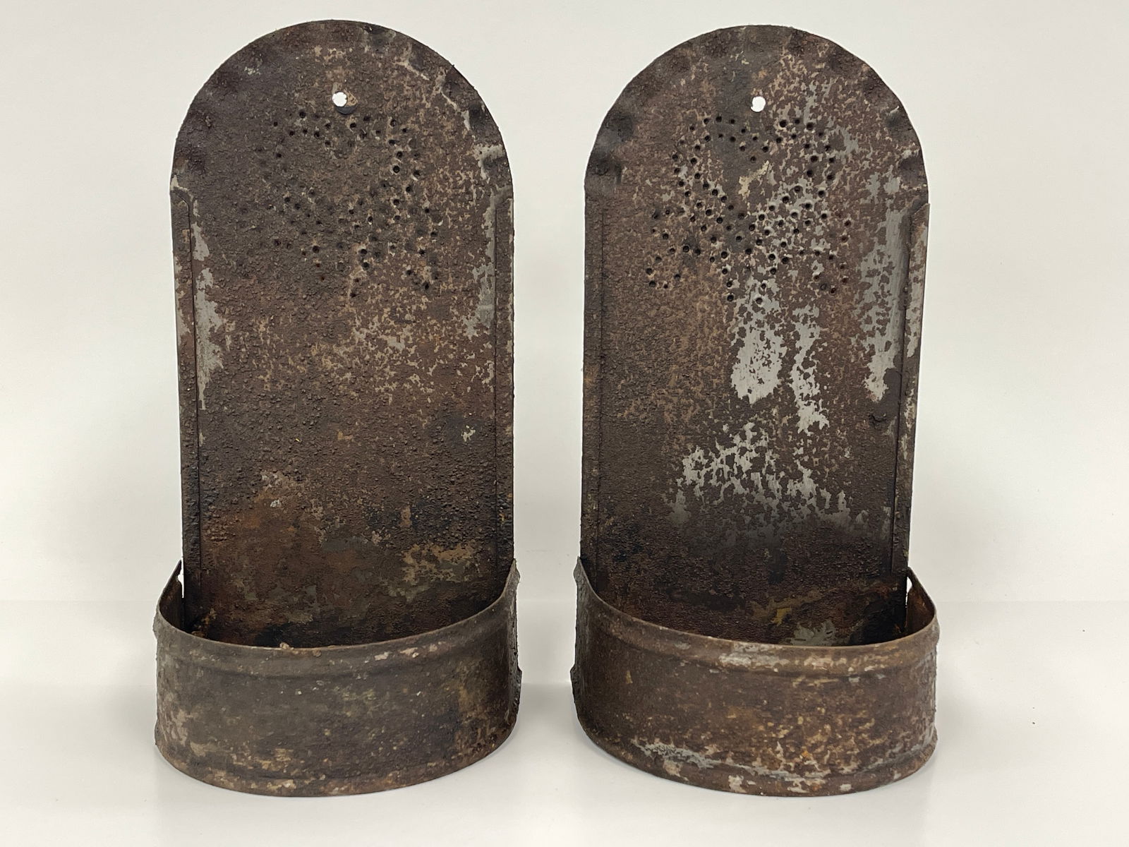PAIR OF SINGLE LIGHT DECORATIVELY SHAPED UNUSUALLY SMALL CANDLE SCONCES (1 of 5)