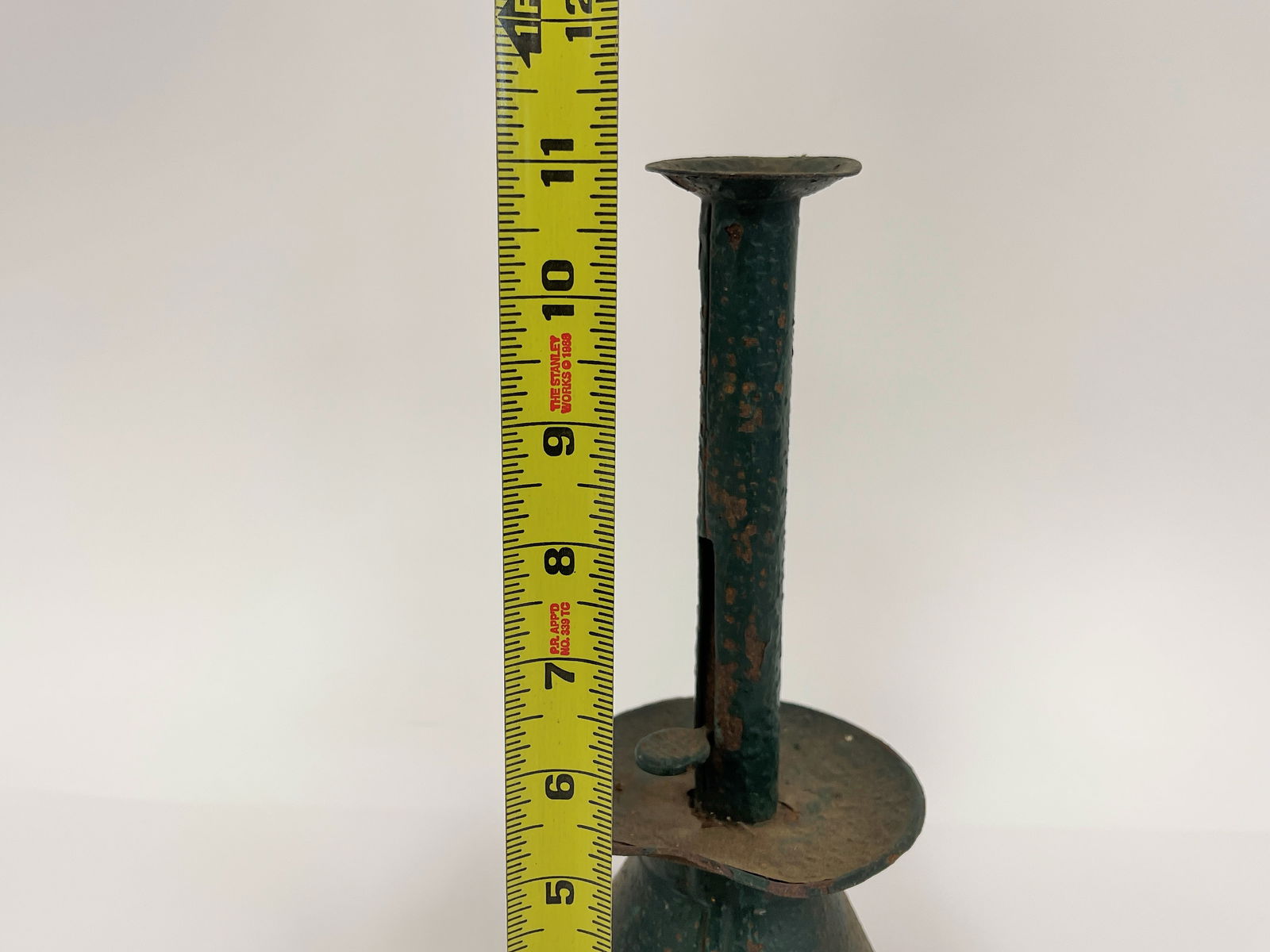 OLD GREEN SAND BASE CANDLESTICK - 3