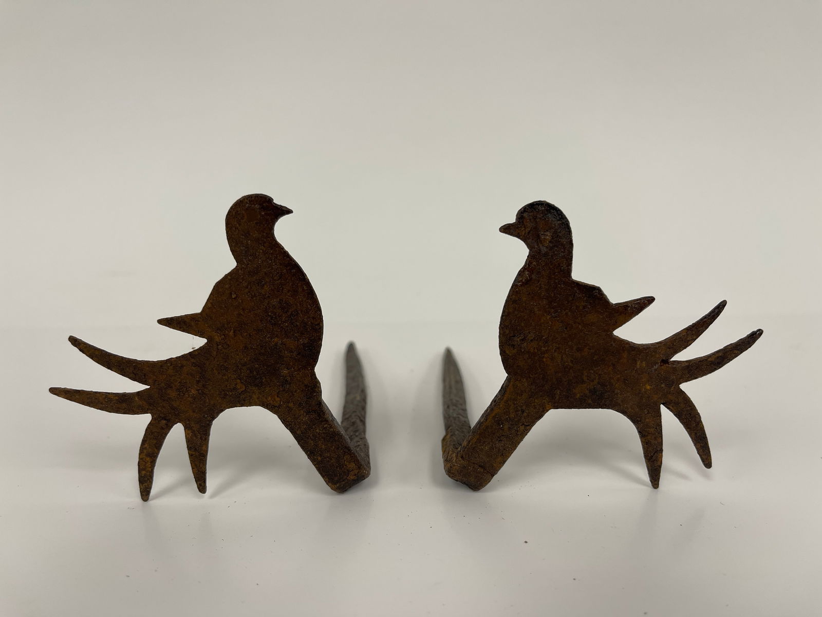 PR OF FORGED IRON BIRD FINIAL STICKING TOMMY'S (1 of 4)