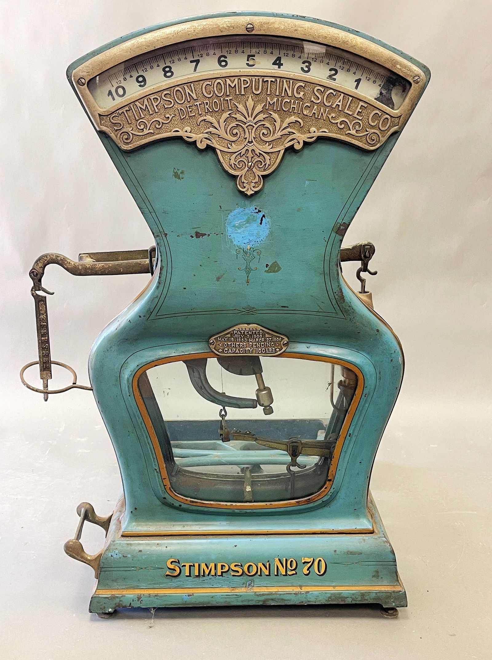 aqua paint american country store scale w/glass weighing surface (1 of 2)