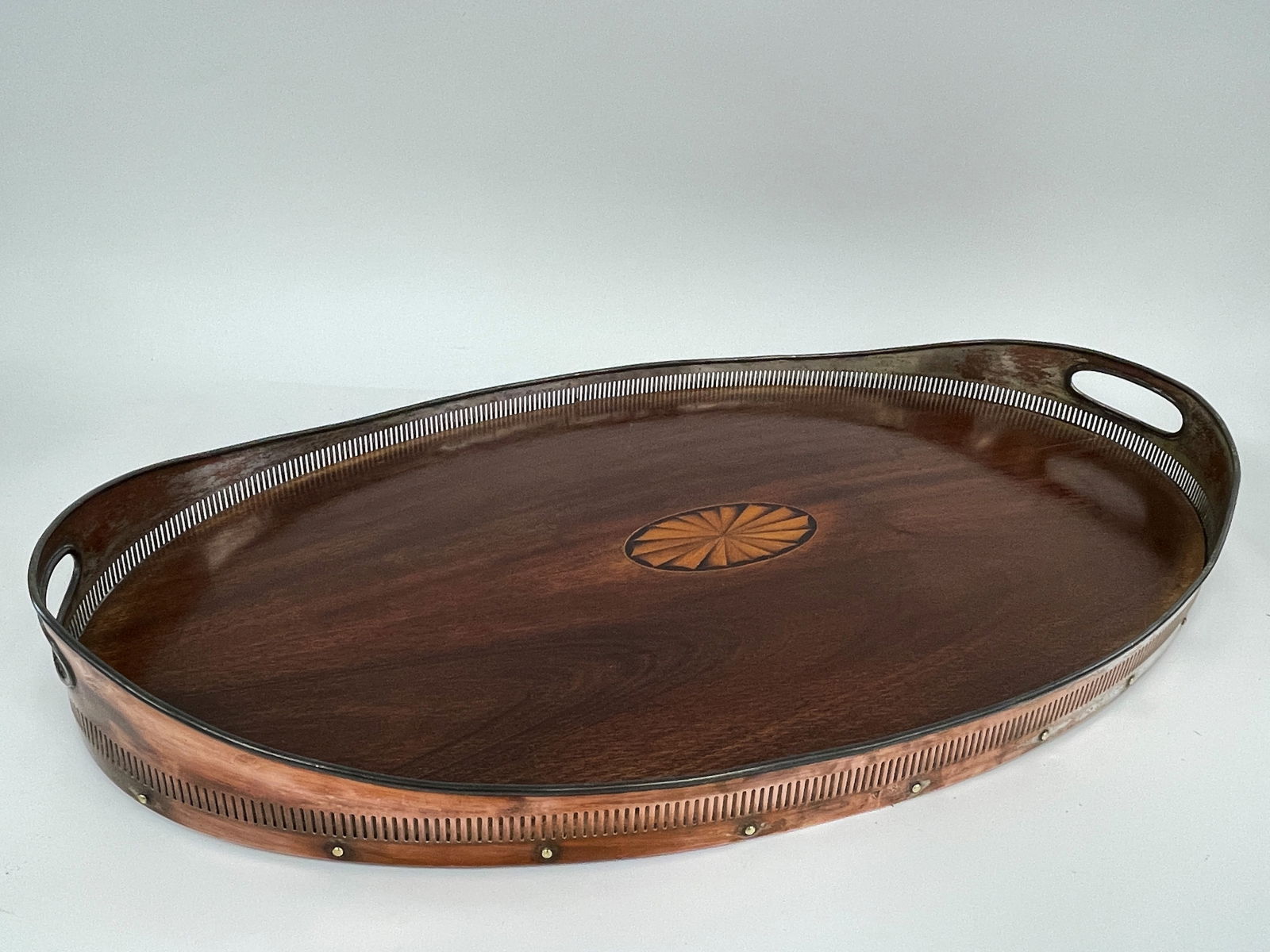 MAHOGANY & PATERAE INLAID TRAY (1 of 3)