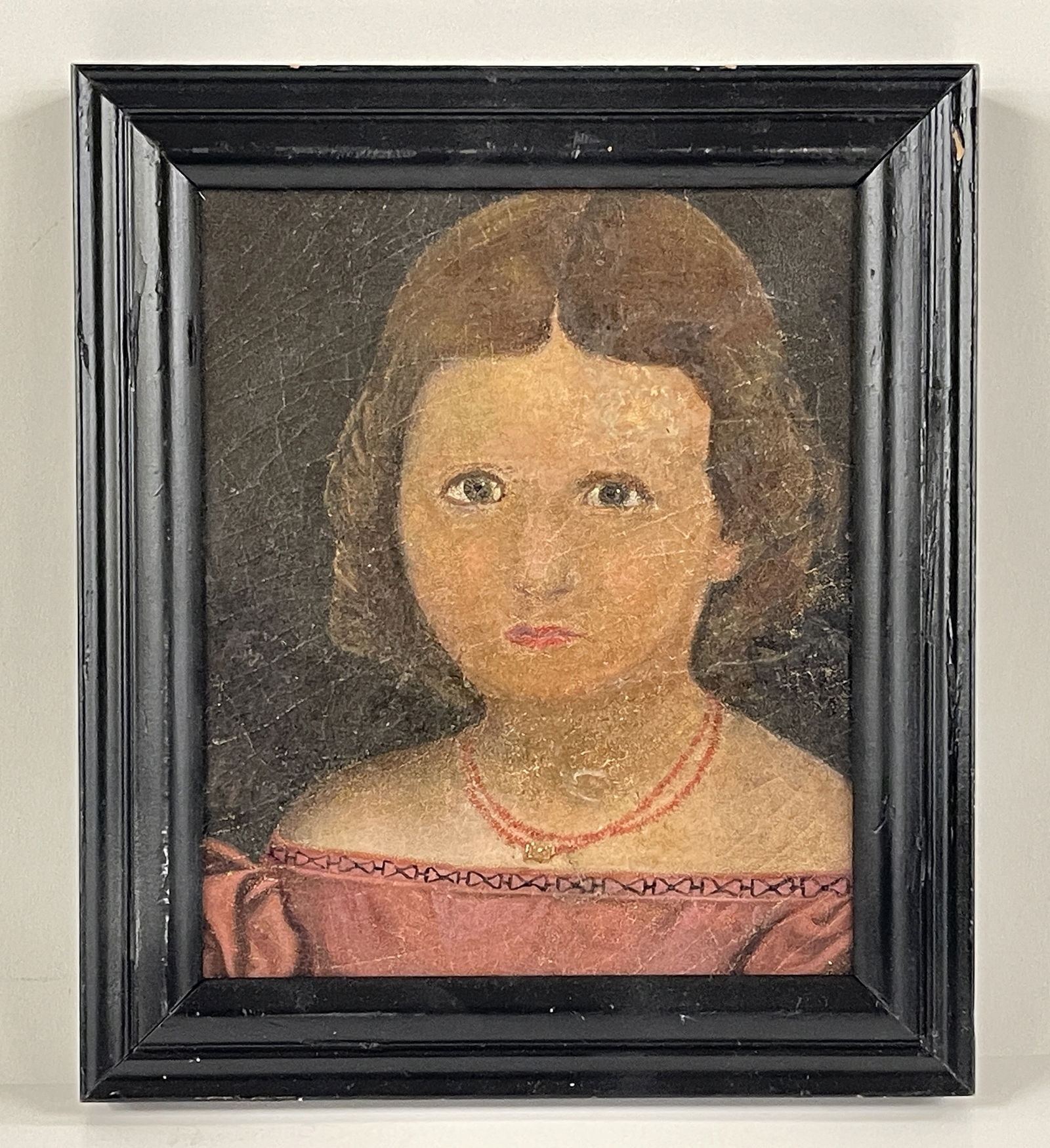 EARLY PORTRAIT OF A GIRL ON WOOD PANEL: EARLY PORTRAIT OF A GIRL ON WOOD PANEL
