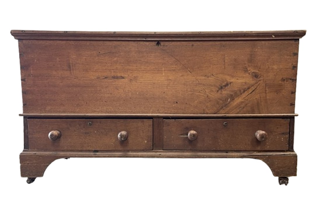 EARLY TWO DRAWER LIFT TOP BLANKET CHEST (1 of 8)