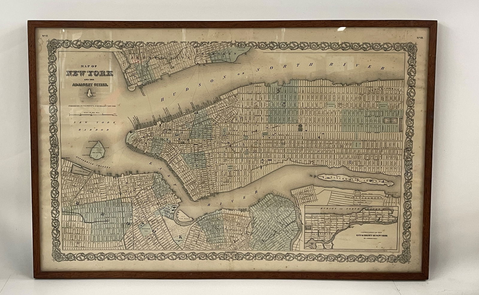MAP OF NYC PUBLISHED BY JH COLTON: MAP OF NYC PUBLISHED BY JH COLTON 19" X 28"