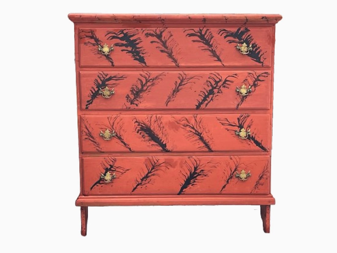 EARLY FEATHER GRAINED WILLIAM AND MARY CHEST (1 of 6)