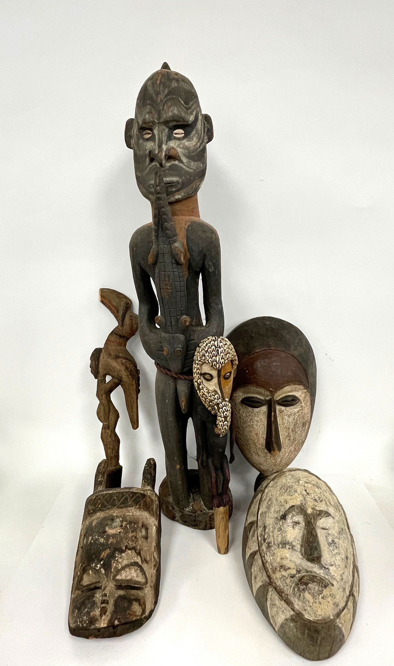 MISC. GROUPING OF TRIBAL MASKS, OTHERS, TALLEST 35" (1 of 6)