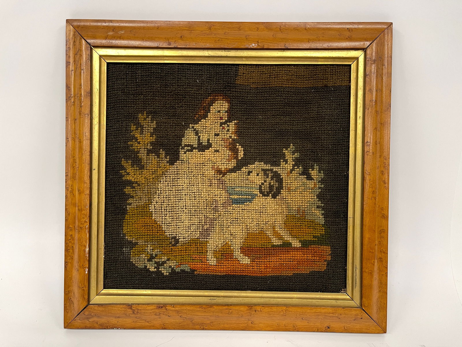 NEEDLEPOINT IN BIRDSEYE MAPLE FRAME (1 of 3)