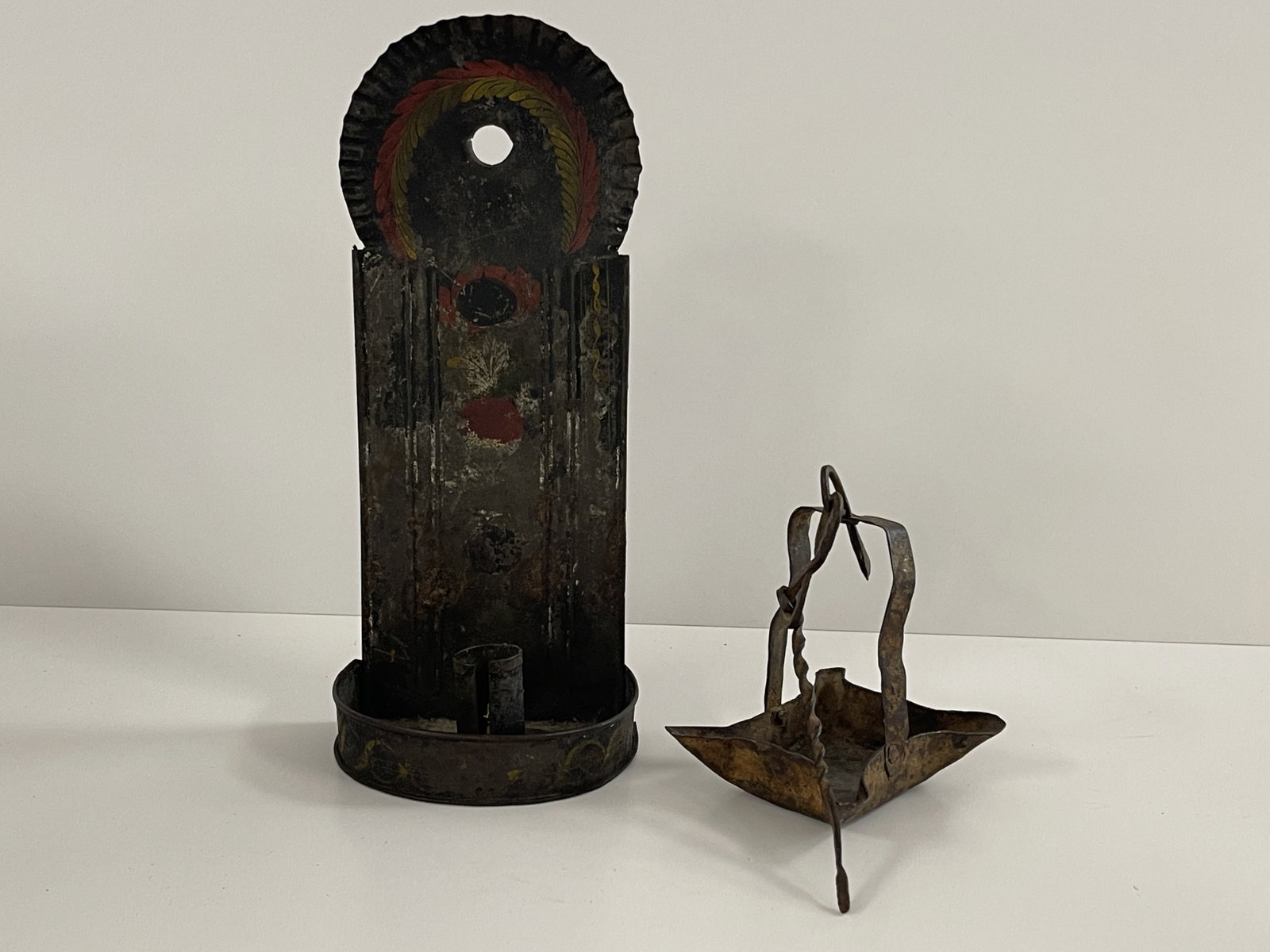 TIN CANDLE SCONCE, FAT LAMP (1 of 6)