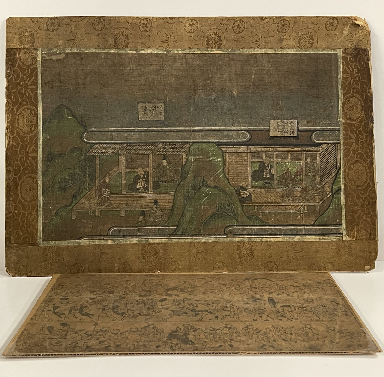 TWO VERY EARLY PRINTS,LARGE BUDDHIST SMALLER ASIAN PRINT ,MONASTERY (1 of 4)