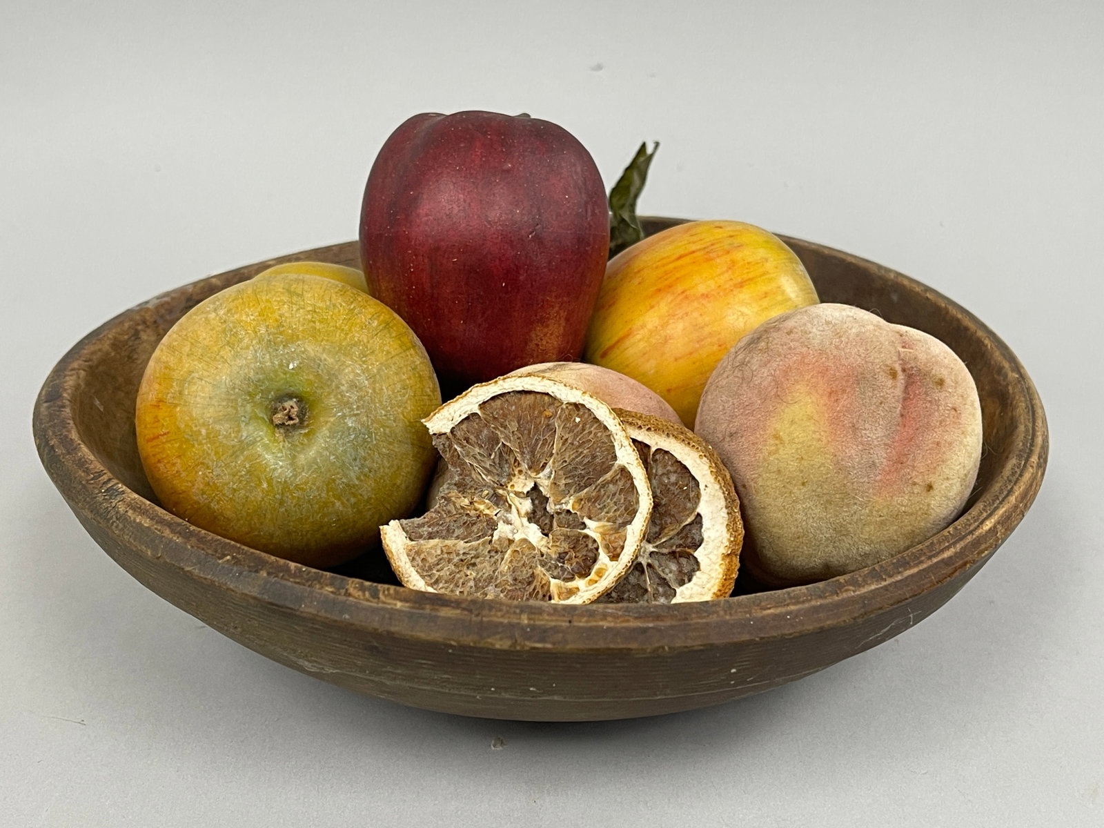 PAINTED WOODEN BOWL WITH FRUIT (1 of 4)