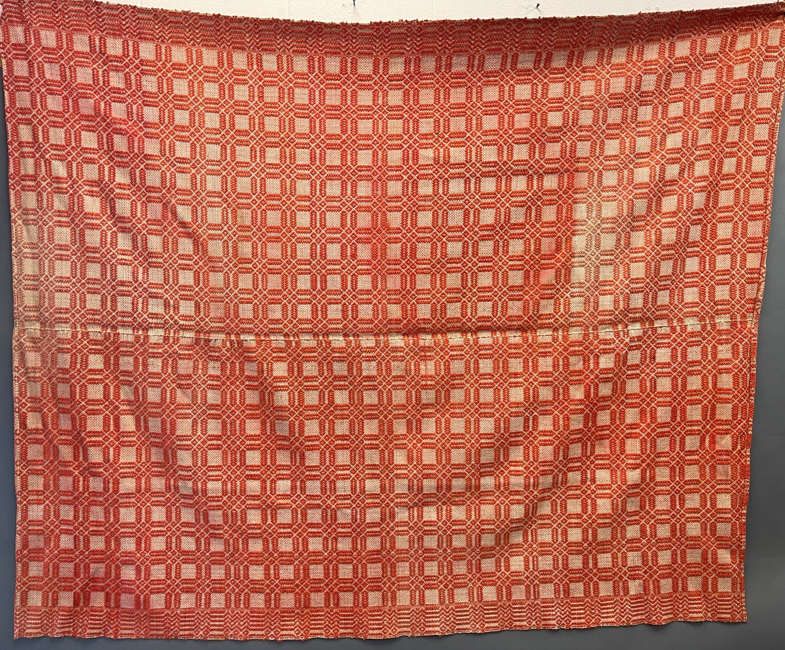 C.1825-1845 BITTERSWEET OVERSHOT COVERLET WITH CENTER SEAM EP (1 of 3)
