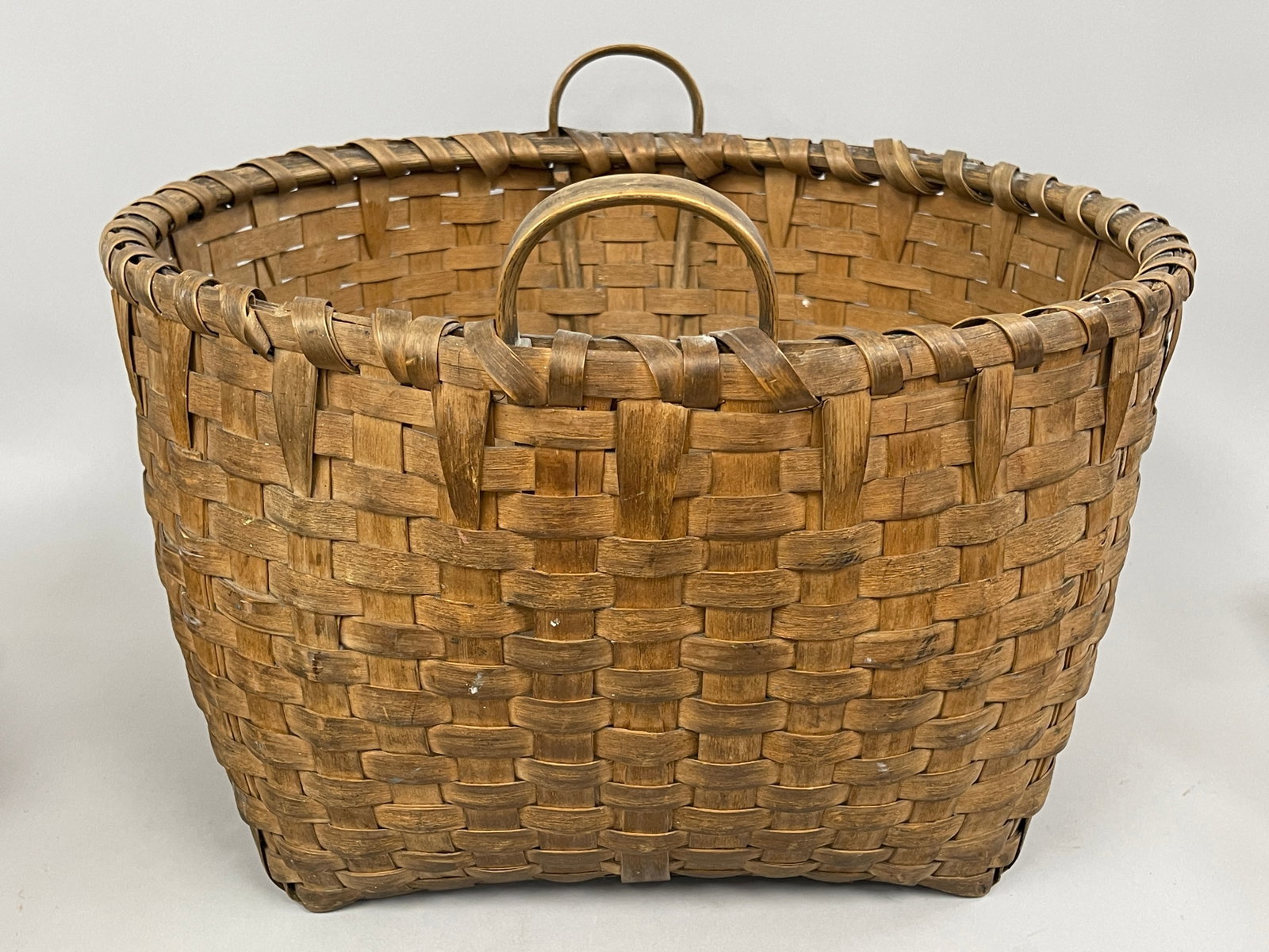 19TH C ROUND ASH SPLINT BASKET - 2