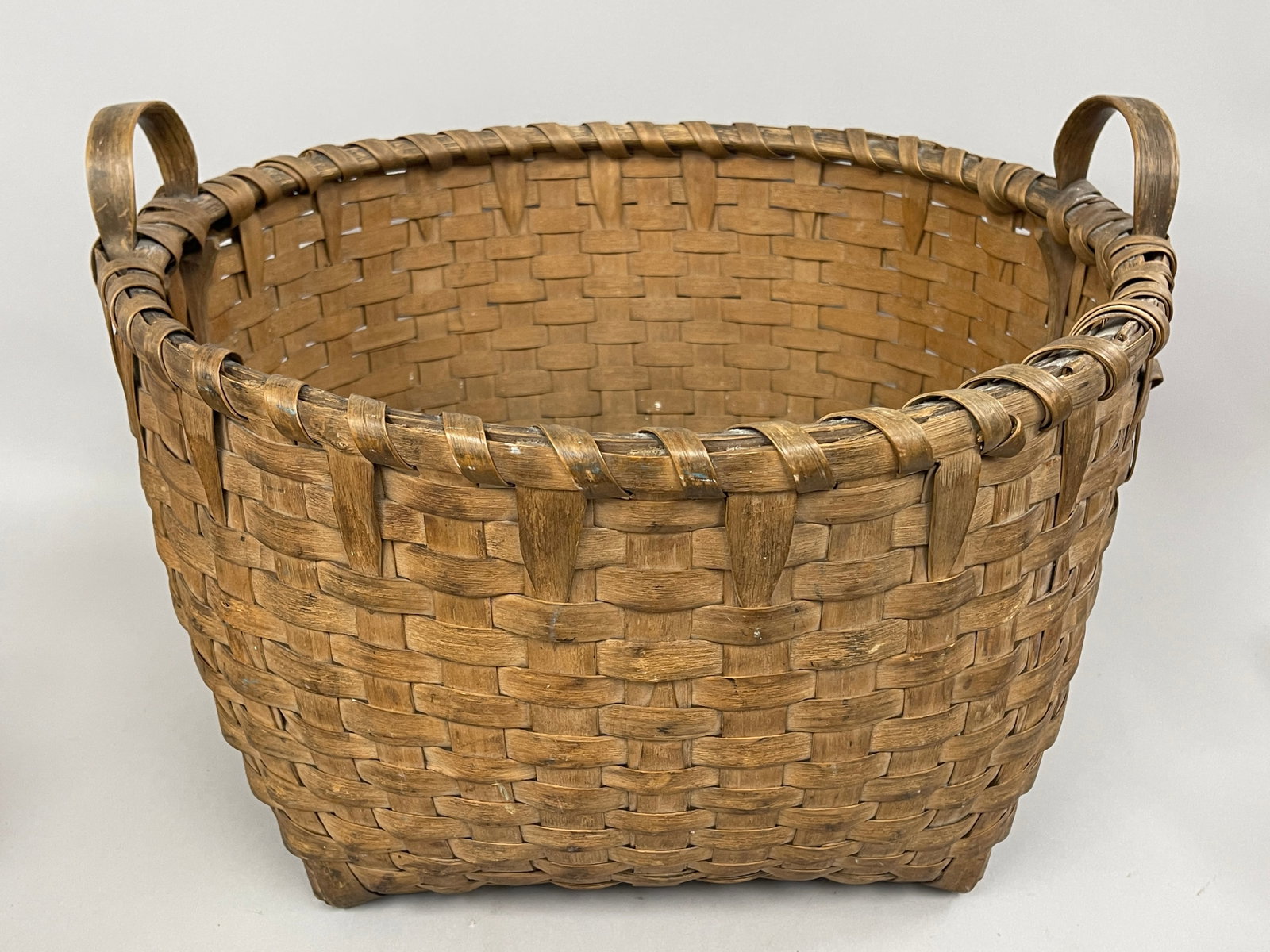 19TH C ROUND ASH SPLINT BASKET - 3
