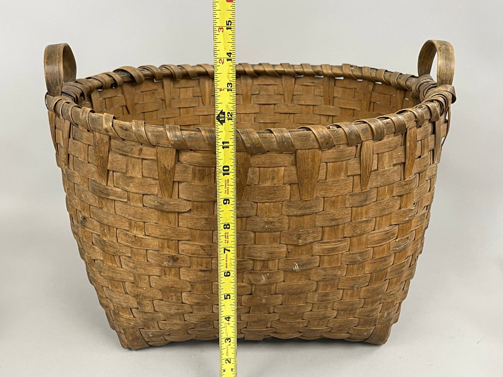 19TH C ROUND ASH SPLINT BASKET - 6
