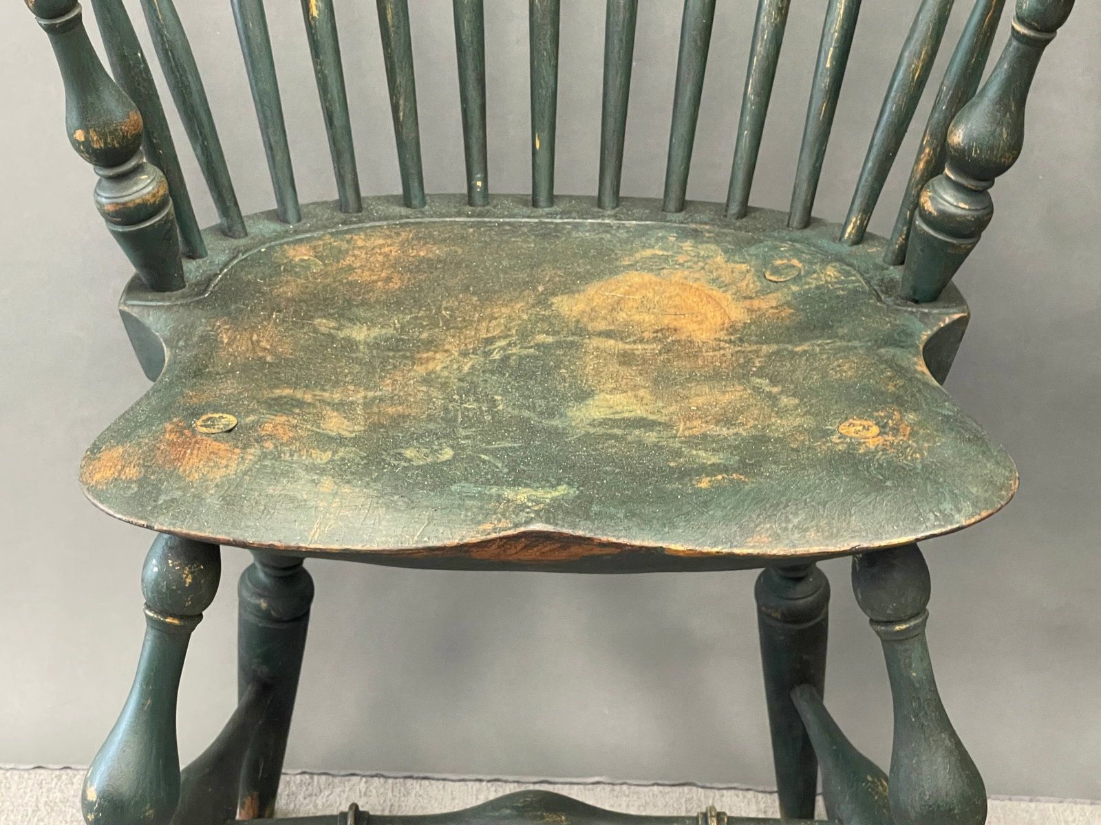 PAIR PAINTED, CONTINUOUS ARM WINDSOR ARMCHAIRS - 2