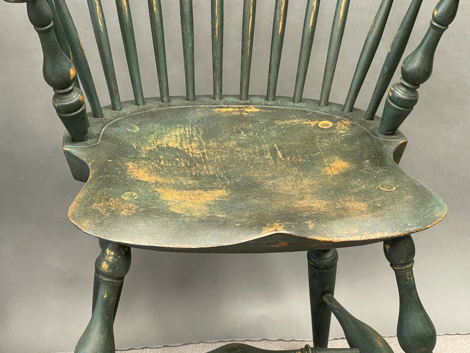 PAIR PAINTED, CONTINUOUS ARM WINDSOR ARMCHAIRS - 3