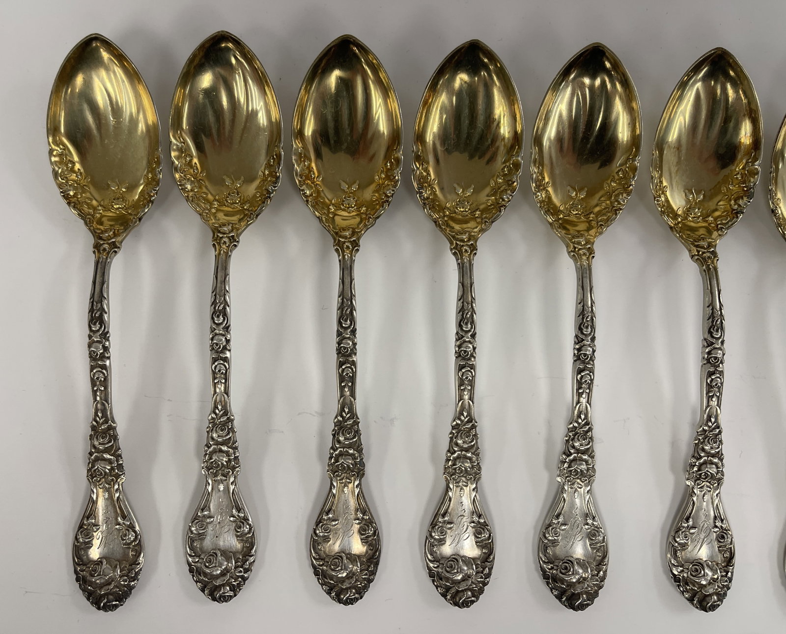 SET 12 STERLING SILVER SPOONS - 2