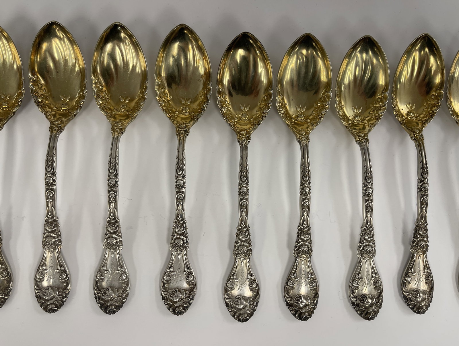 SET 12 STERLING SILVER SPOONS - 3