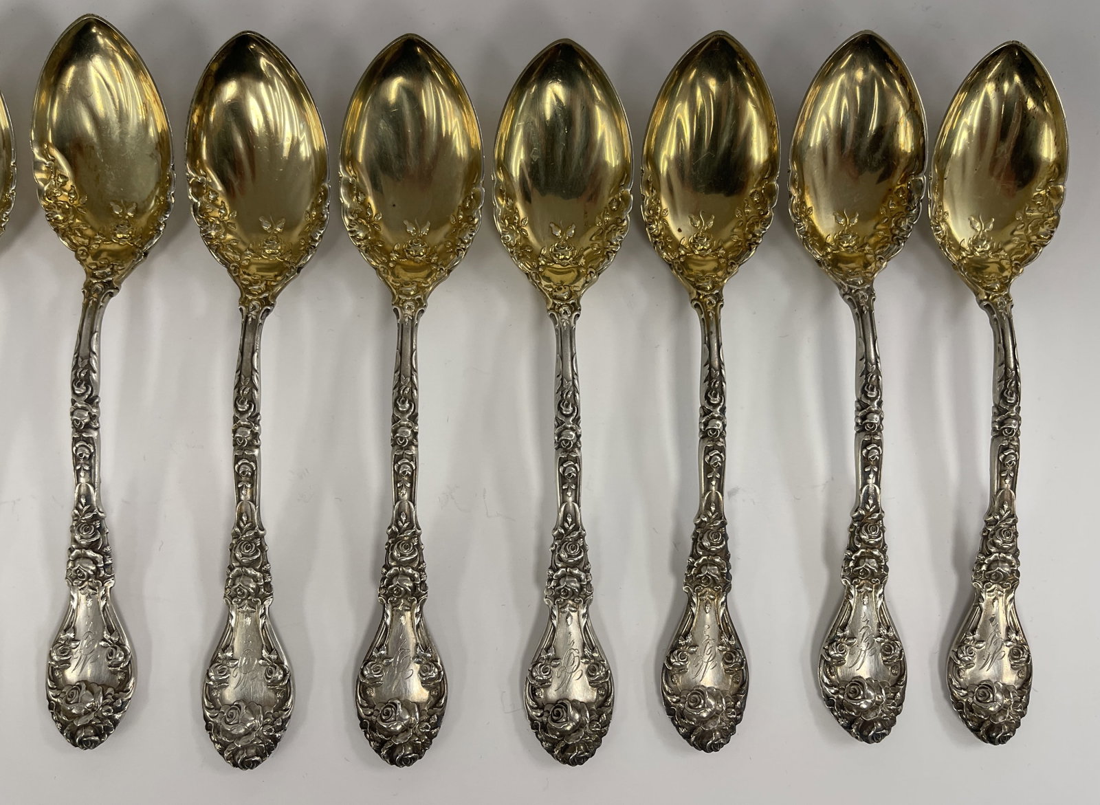 SET 12 STERLING SILVER SPOONS - 4