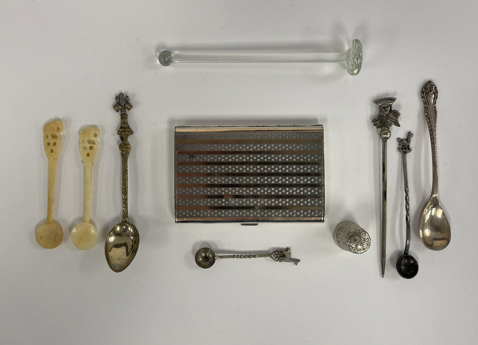 MISC SPOONS , THIMBLE , CASE (1 of 4)