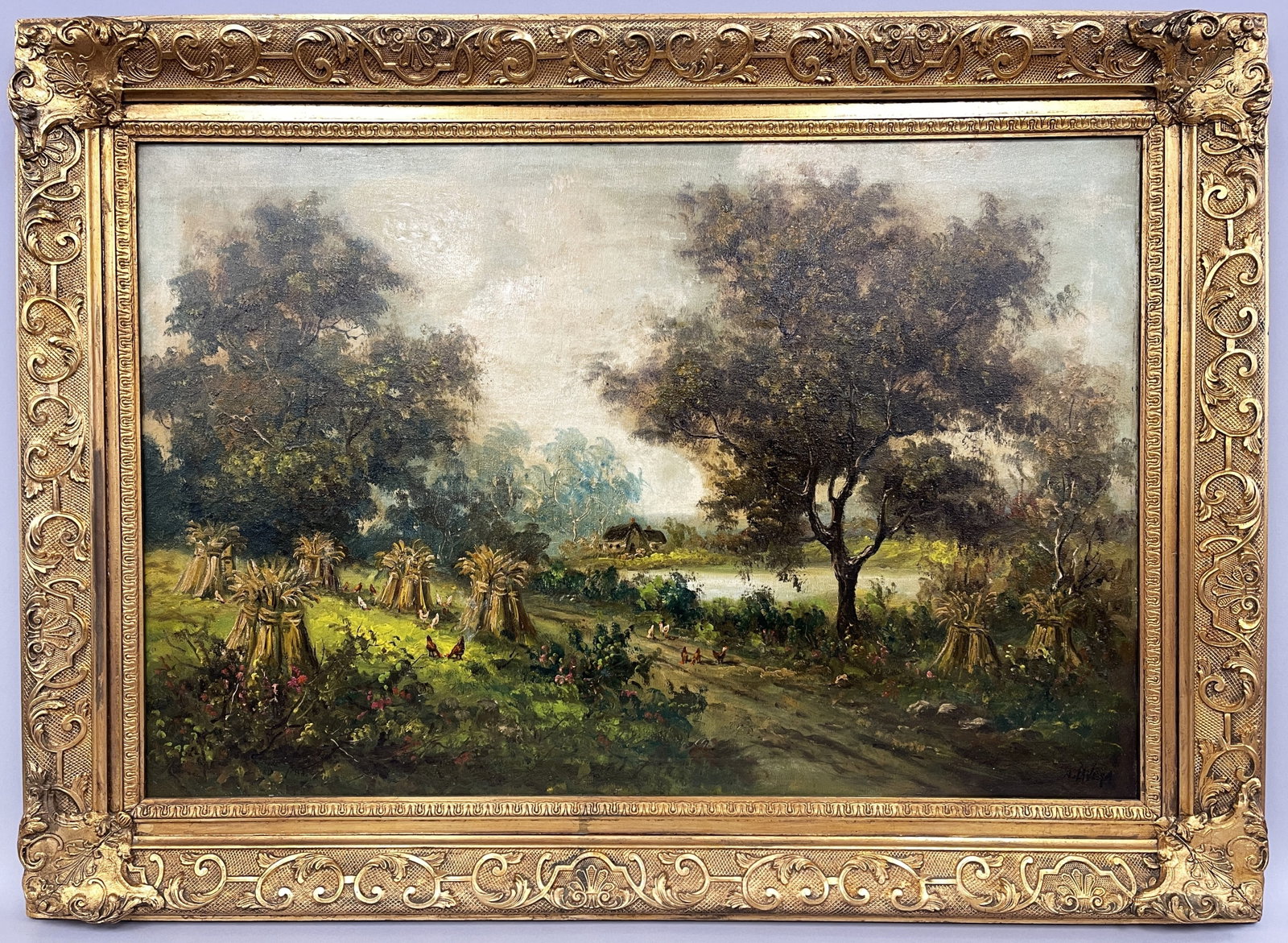 LARGE FOREST PAINTING SIGNED LR O/C (1 of 3)
