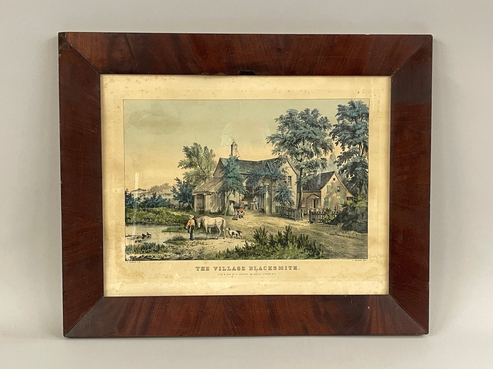 R CURRIER LITHOGRAPH THE VILLAGE BLACKSMITH: R CURRIER LITHOGRAPH THE VILLAGE BLACKSMITH 18" X 22"