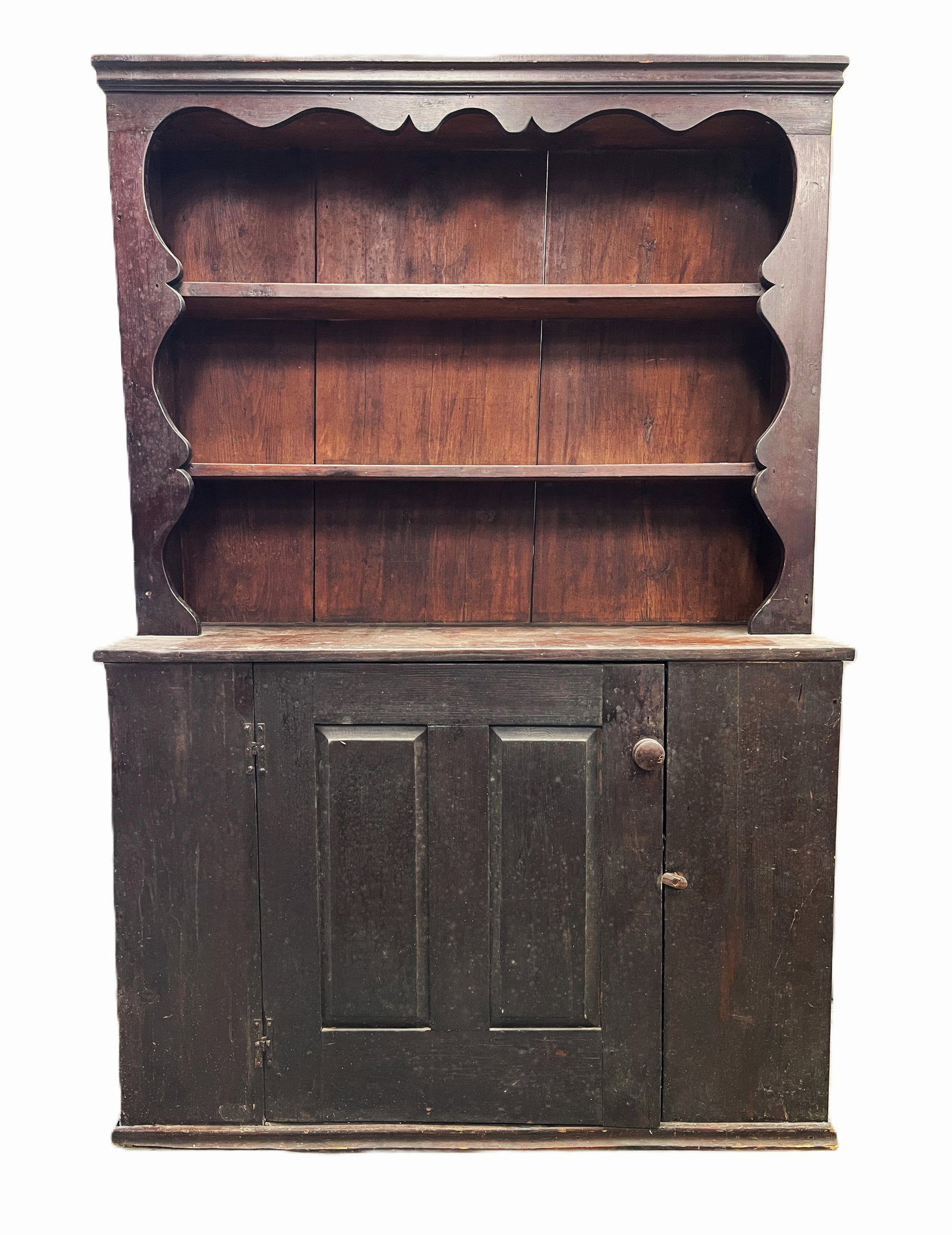 EARLY 18TH C STEPBACK PEWTER CUPBOARD (1 of 8)