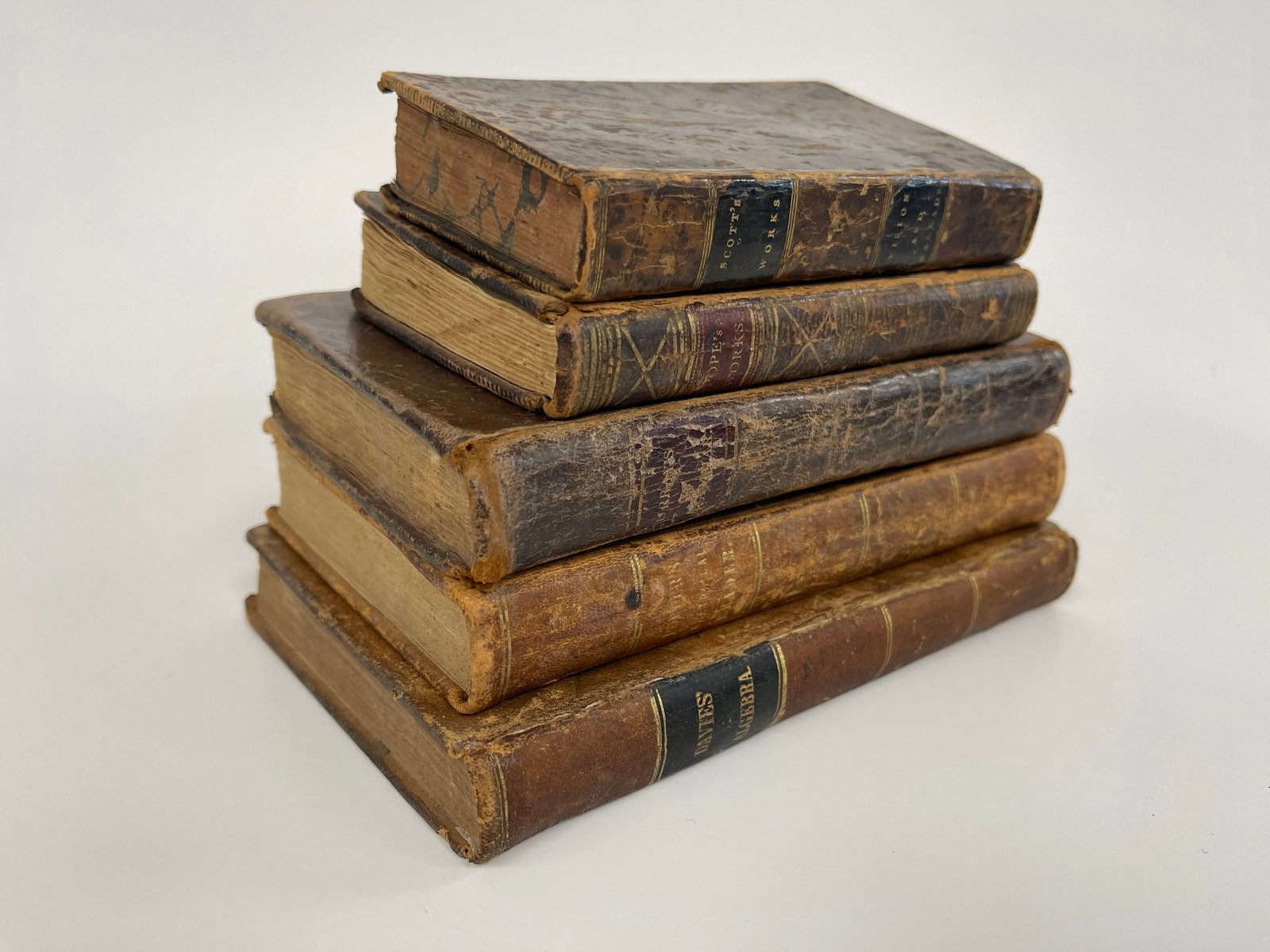 FIVE 19TH C LEATHER BOOKS - 3