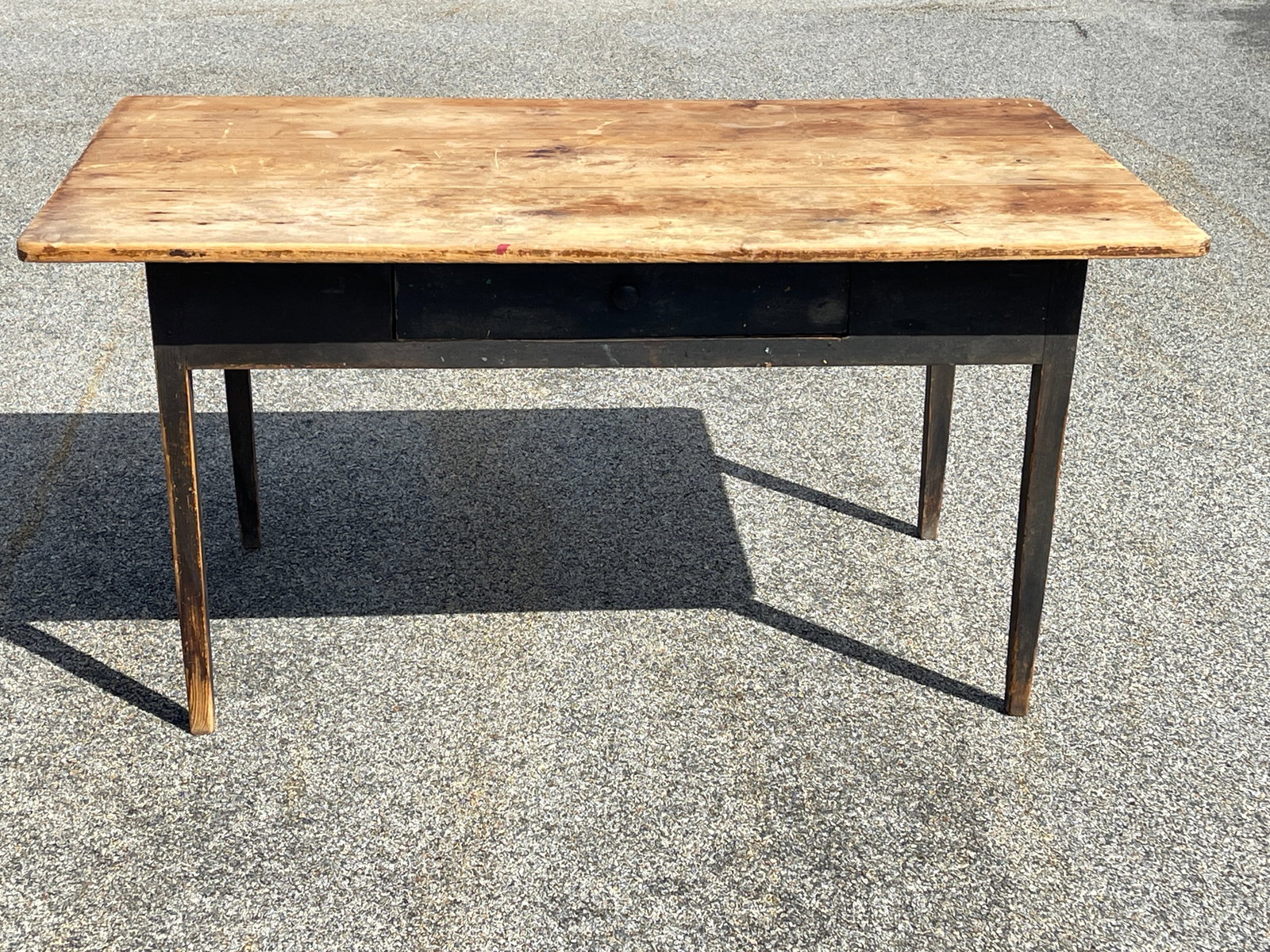 HARVEST TABLE: BLACK PAINTED HARVEST TABLE, ONE DRAWER, SCRUB TOP, 60" X 36" X 30"T