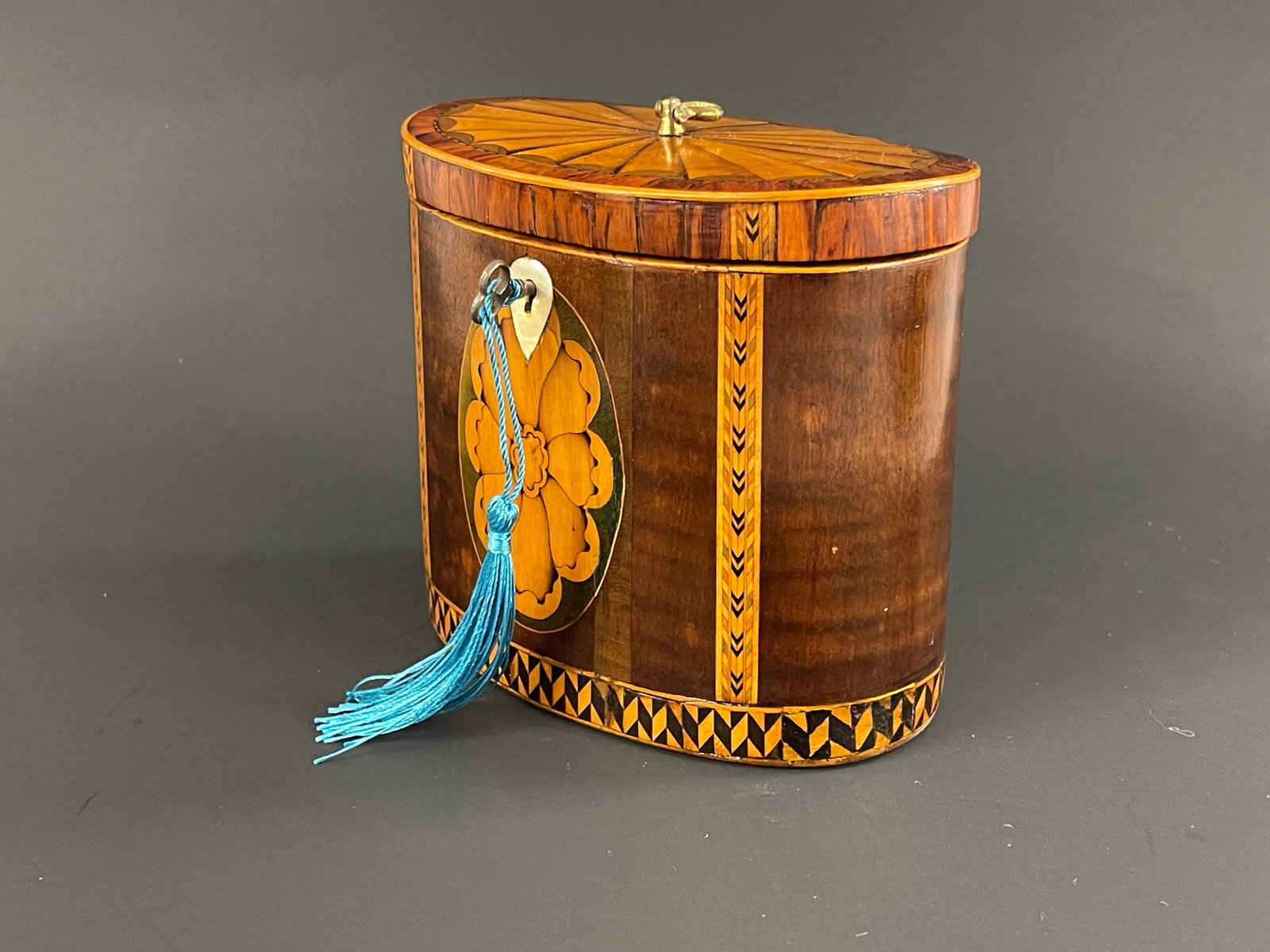 EARLY 19TH C OVAL TEA CADDY - 5