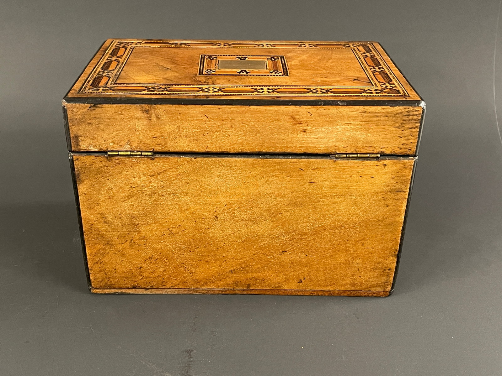 19TH C WALNUT TUNBRIDGE WARE TEA CADDY - 5
