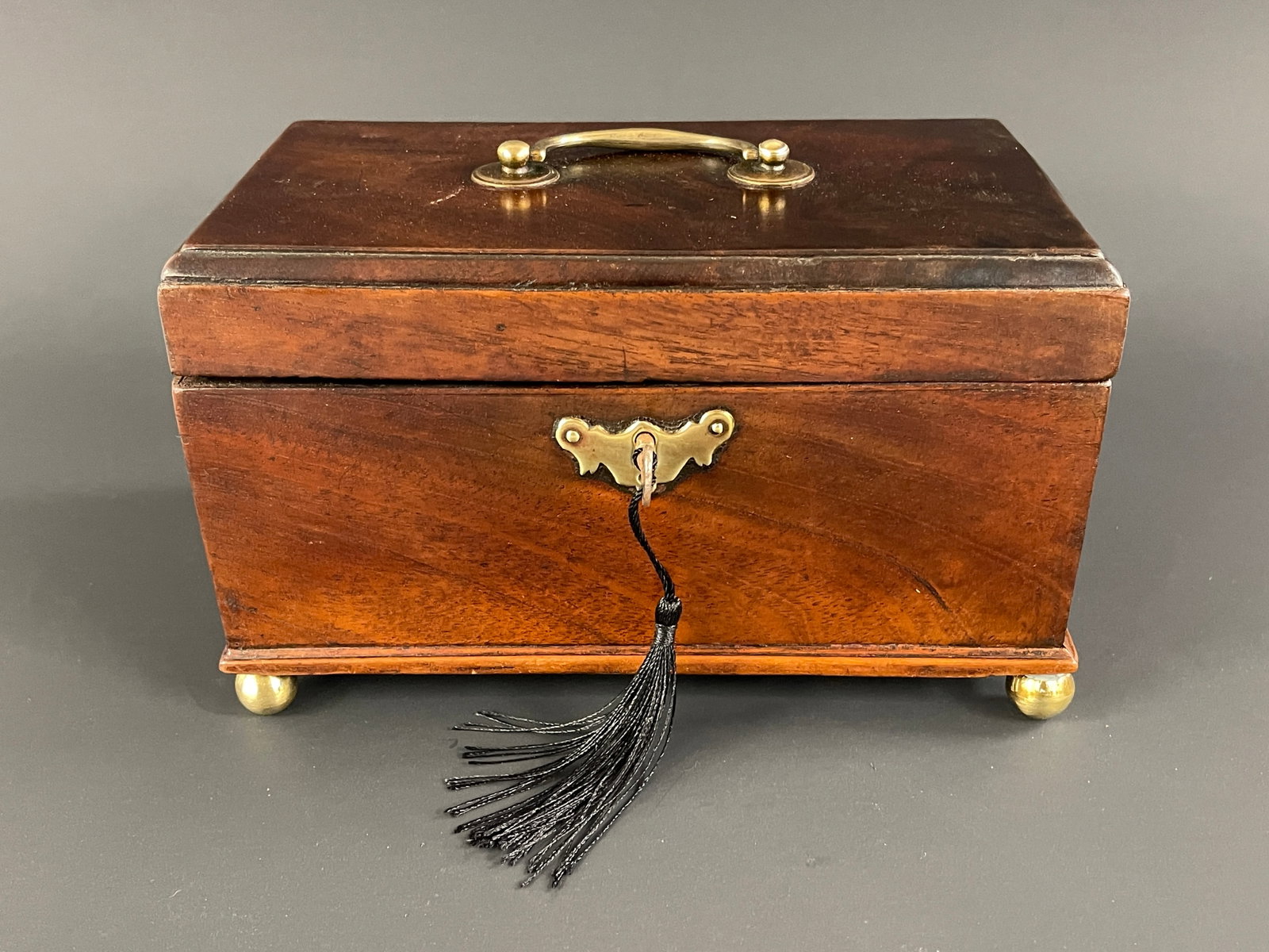 19TH C CHIPPENDALE TEA CADDY WITH 3 LIDS (1 of 6)