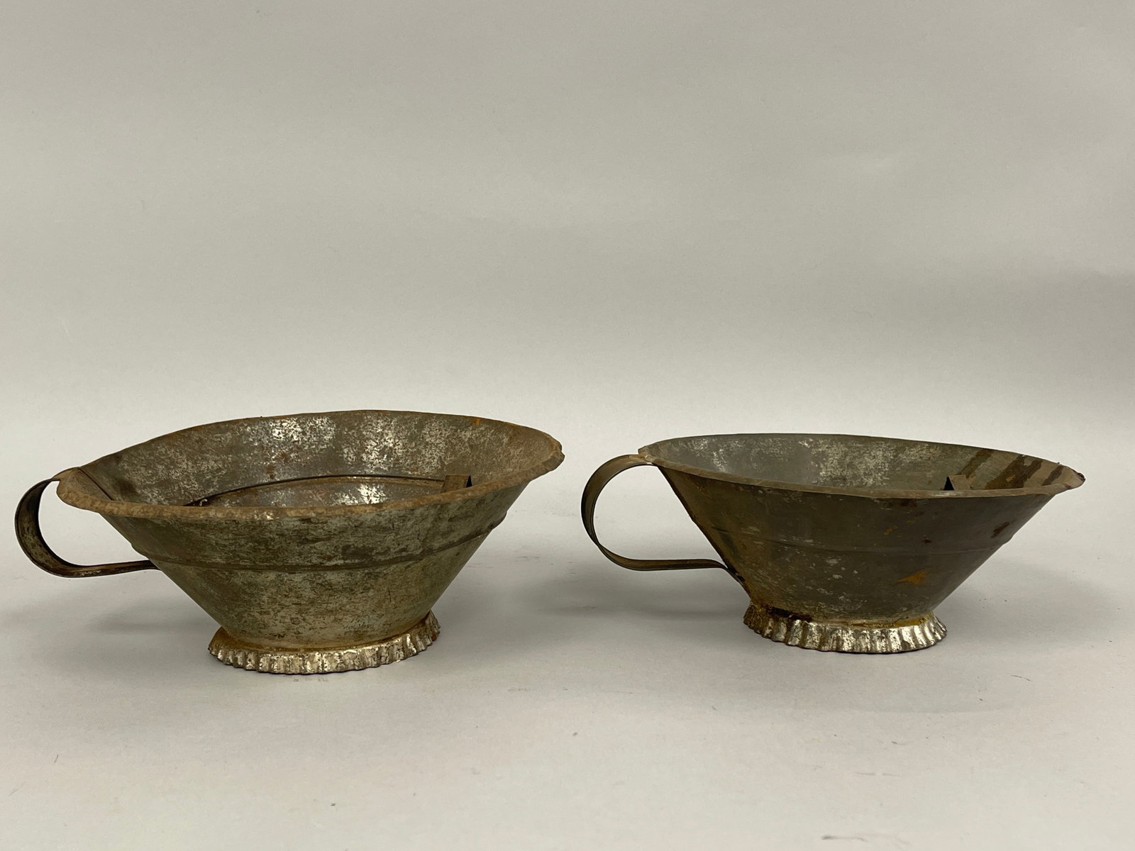 2 VERY UNUSUAL TIN FOOD STRAINERS: 2 VERY UNUSUAL TIN FOOD STRAINERS 9" X 3.5"