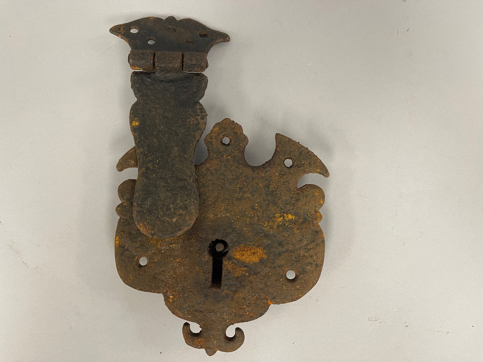 EARLY CAST IRON CHEST LOCK W/ HASP (1 of 3)