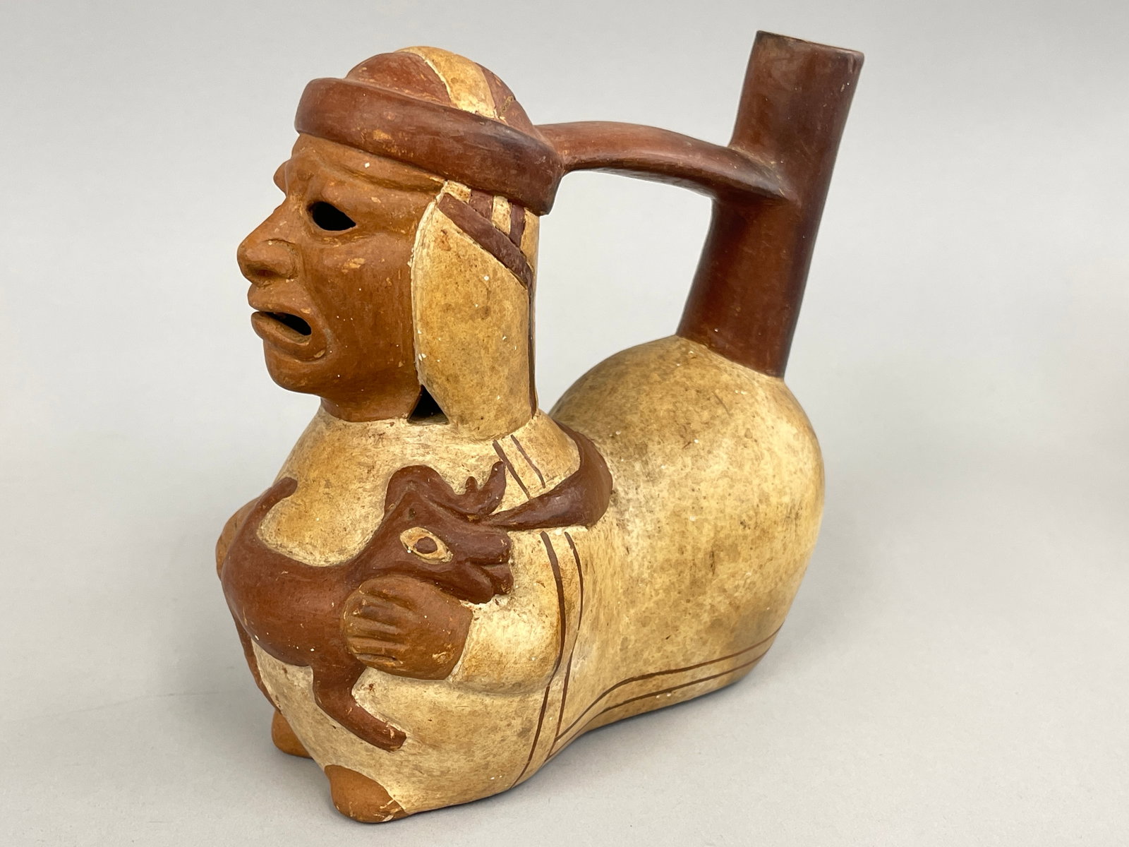 MOCHE PERU STIRRUP VESSEL - 2