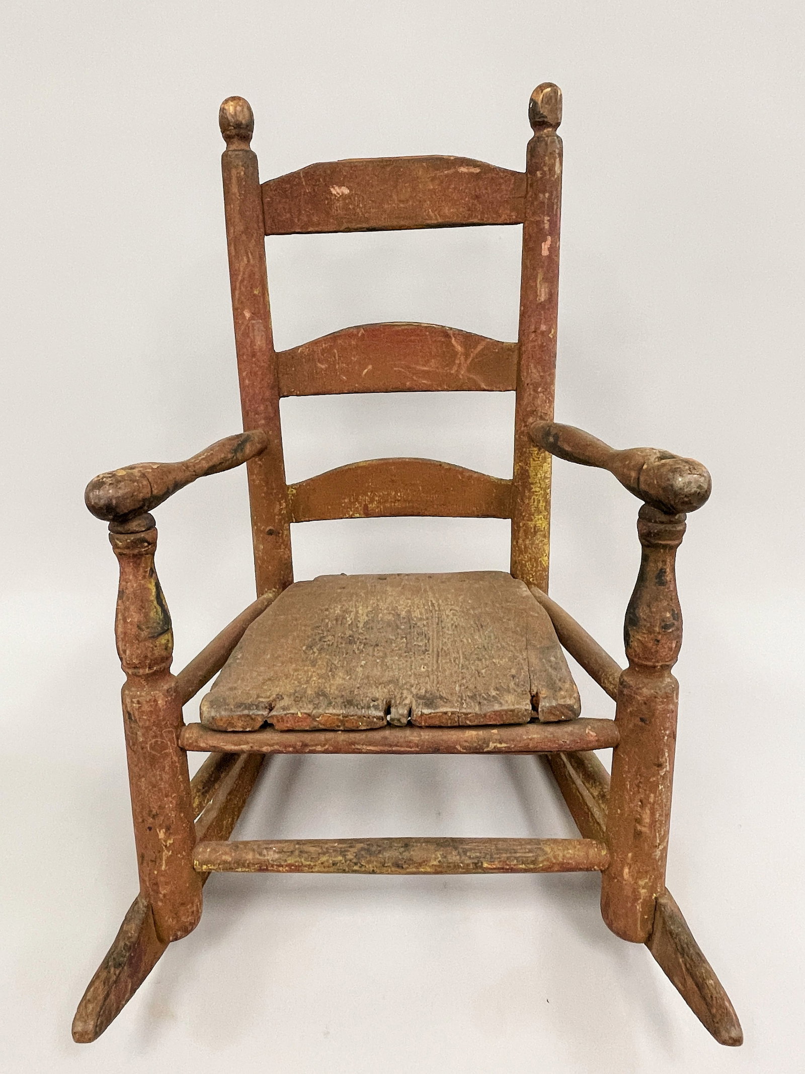18TH C CHILDS LADDERBACK ROCKER IN OLD PAINT (1 of 5)