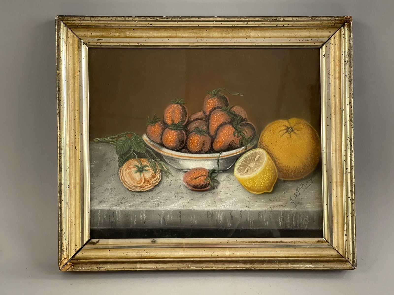 EARLY PASTEL STILL LIFE OF FRUIT: EARLY PASTEL STILL LIFE OF FRUIT