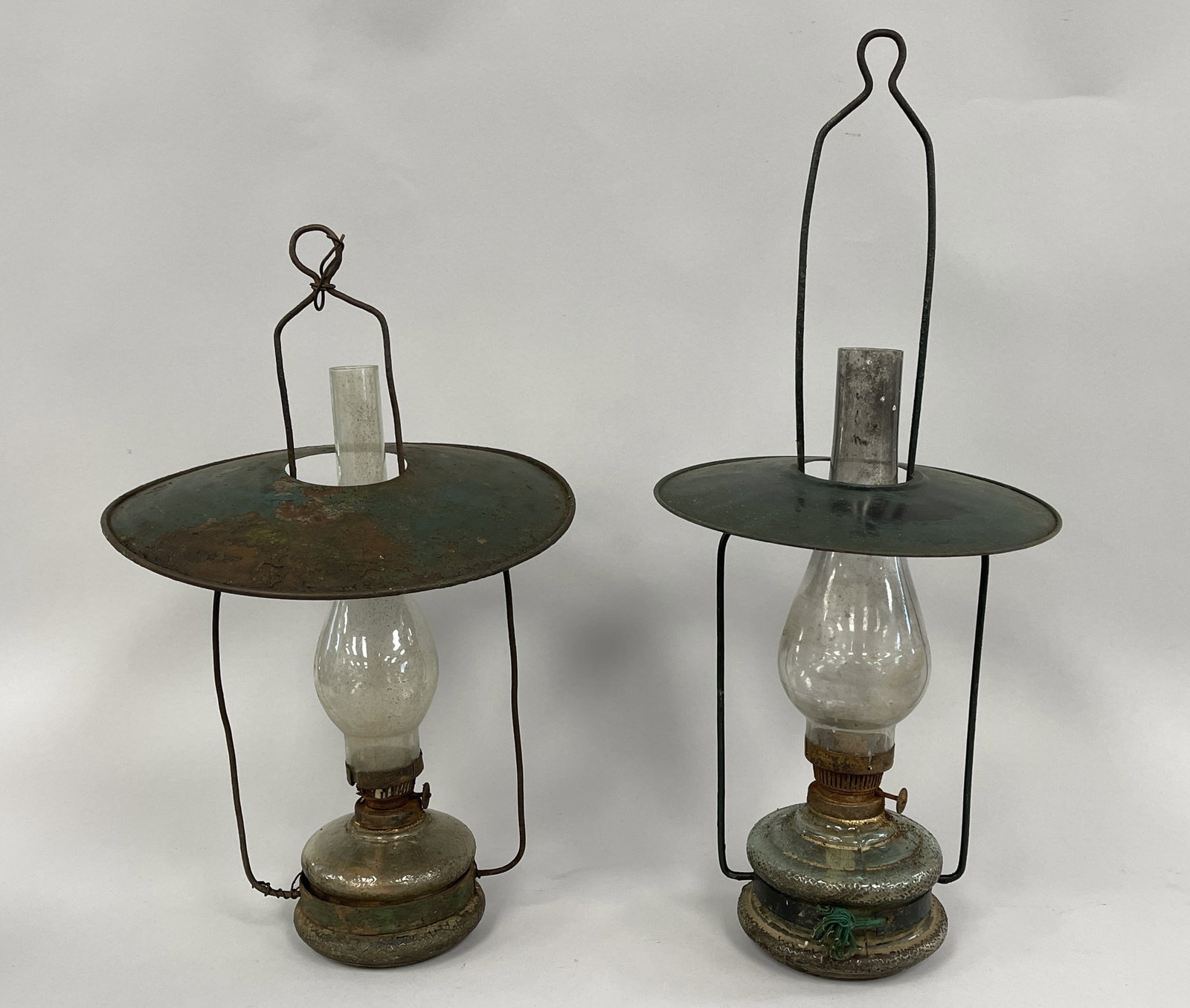 GLASS AND PAINTED TIN HANGING CHANDELIER LANTERN (1 of 3)