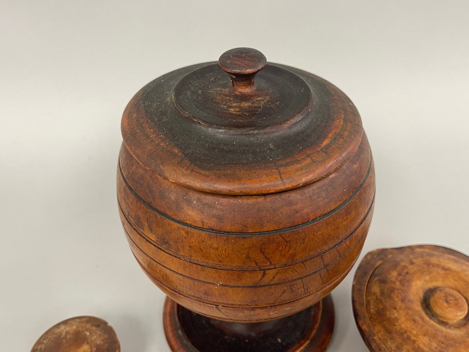 TREENWARE COVERED JAR , TWO OTHERS - 2
