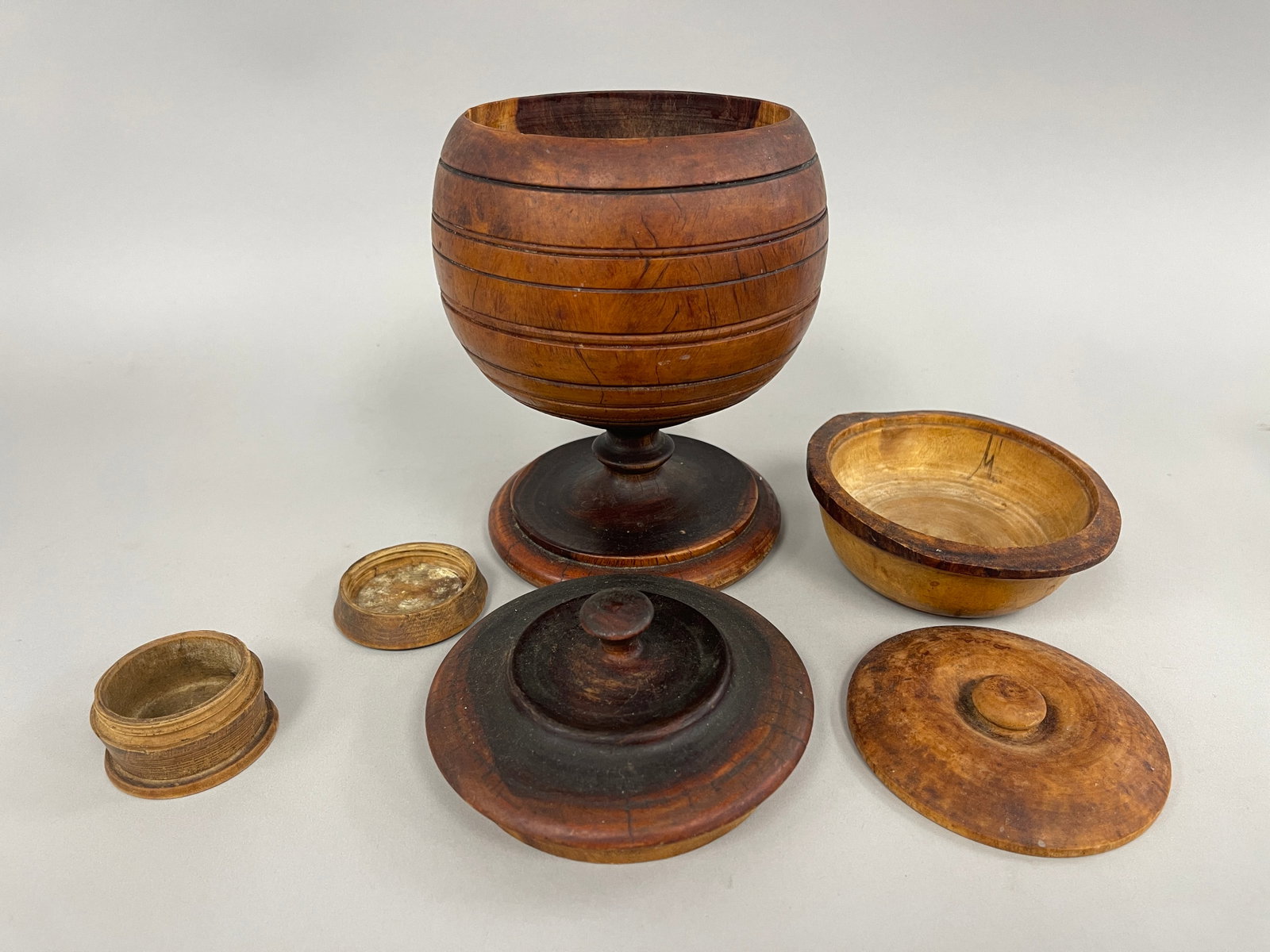 TREENWARE COVERED JAR , TWO OTHERS - 7