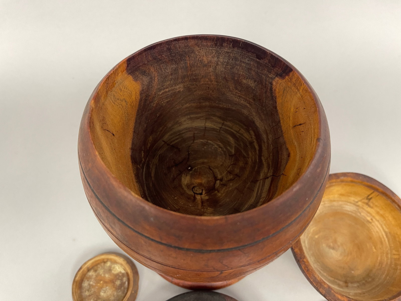 TREENWARE COVERED JAR , TWO OTHERS - 8